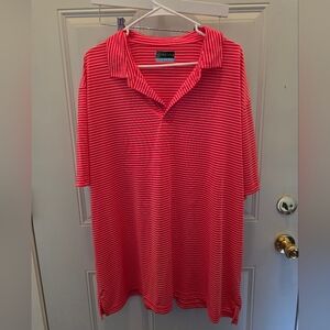 PGA Tour Orange and White Striped Polo Shirt